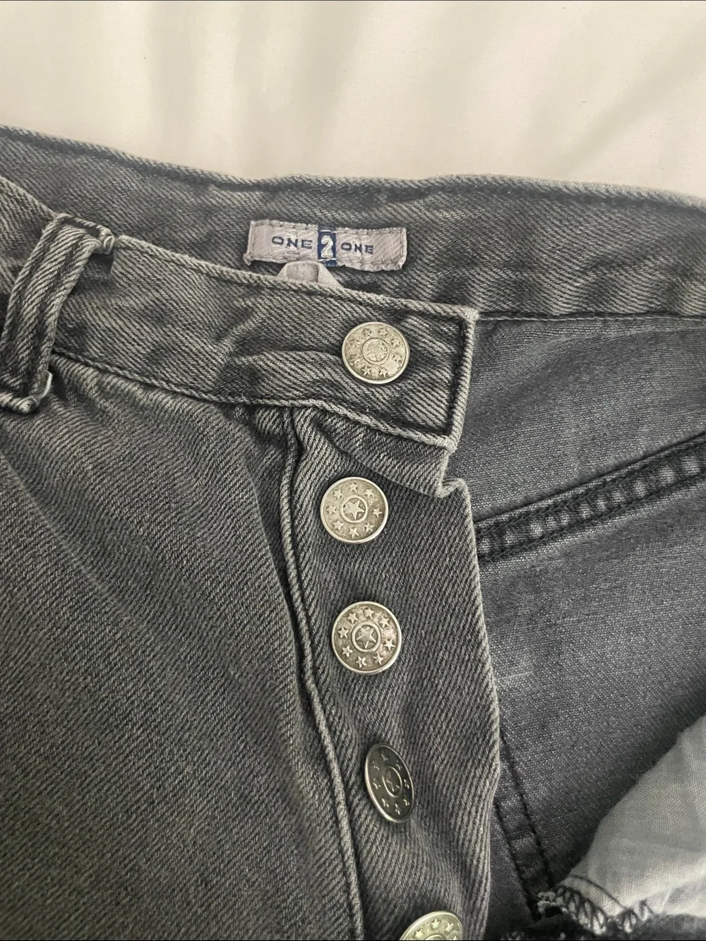 High-Waist Washed Black Denim Shorts